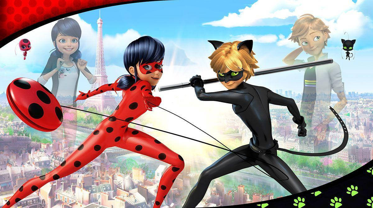 Ladybug And Cat Noir Hero And Civilian Outfits Wallpaper