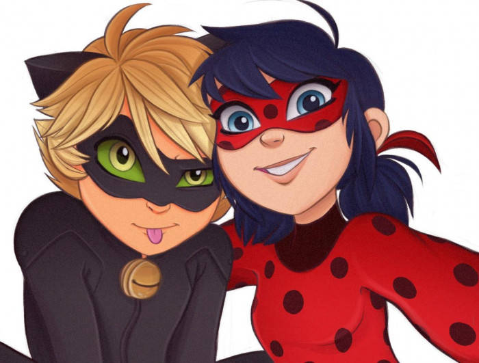 Ladybug And Cat Noir Sticking Tongue Out Wallpaper