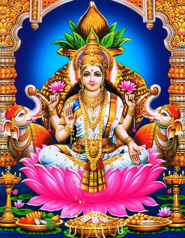Lakshmi Devi In A Temple Wallpaper