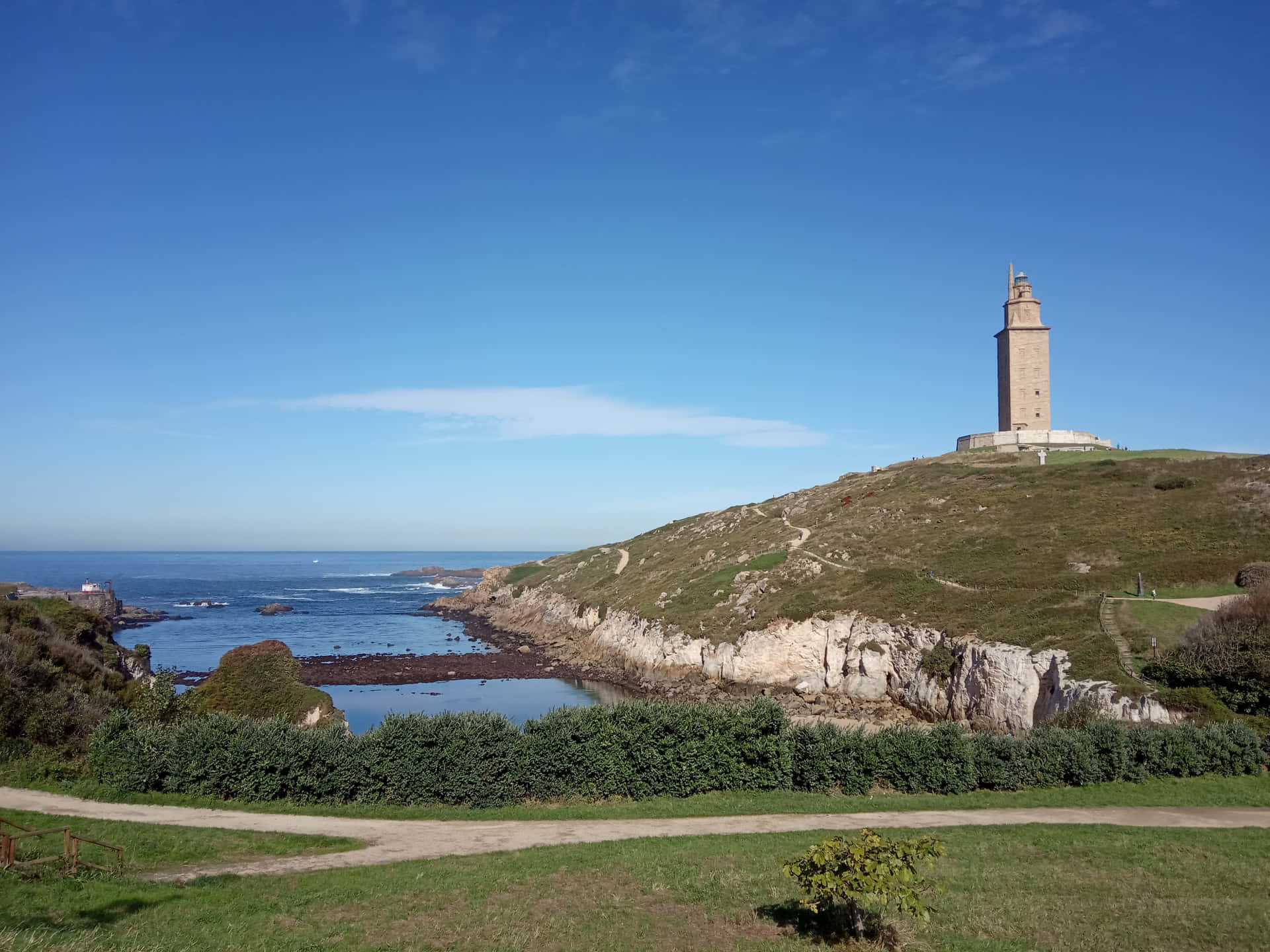 Landscape Surrounding The Tower Of Hercules Desktop Wallpaper