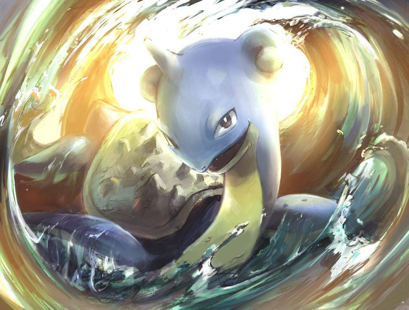 Lapras In The Ocean Wave Wallpaper