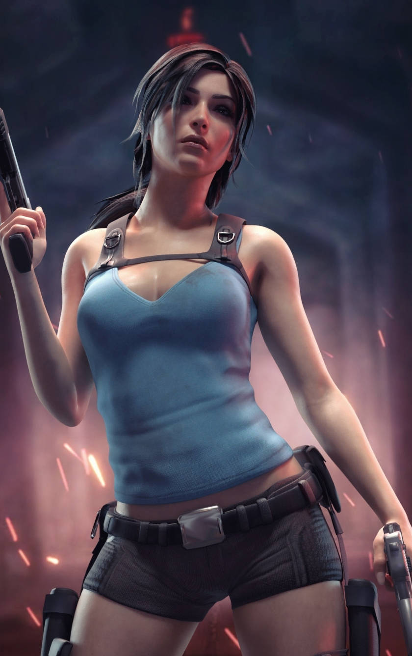 Lara Sexy Gun Tomb Raider Iphone Wallpaper