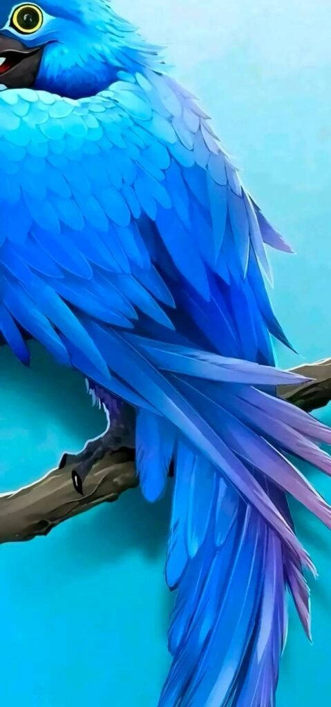 Large Blue Bird With Eyes As Punch Hole Wallpaper