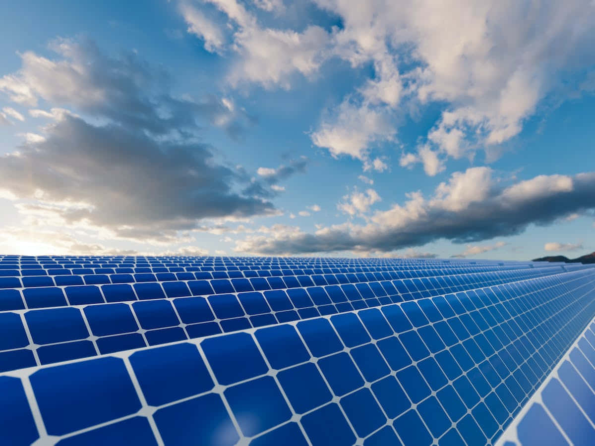 Large-scale Photovoltaic System With Rows Of Solar Panels Wallpaper