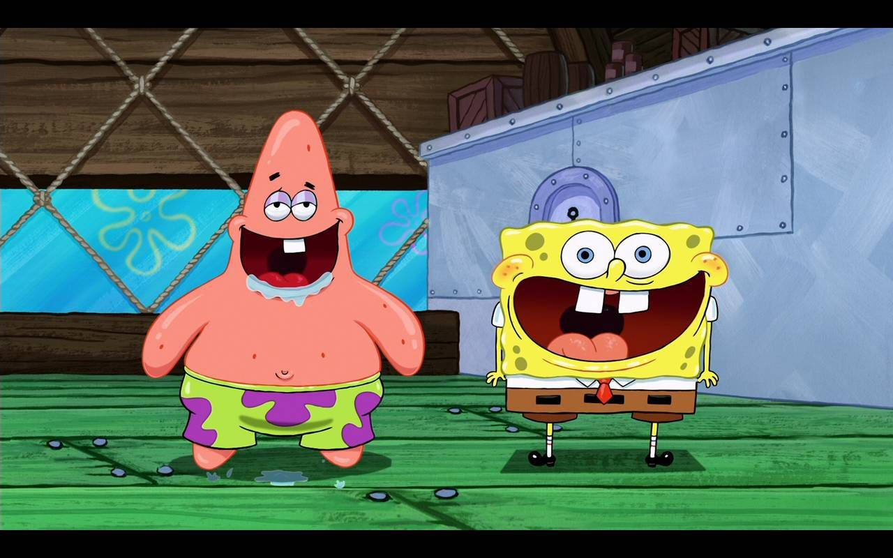 Laughing Cool Spongebob And Patrick Wallpaper