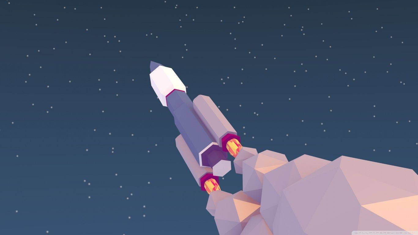 Launched Low Poly Rocket Wallpaper
