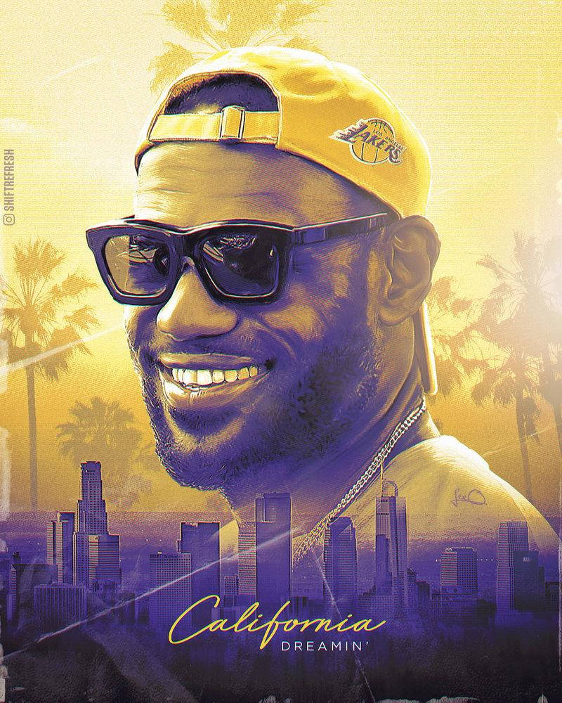 Lebron James Lakers Smiling Sunglasses Wallpaper