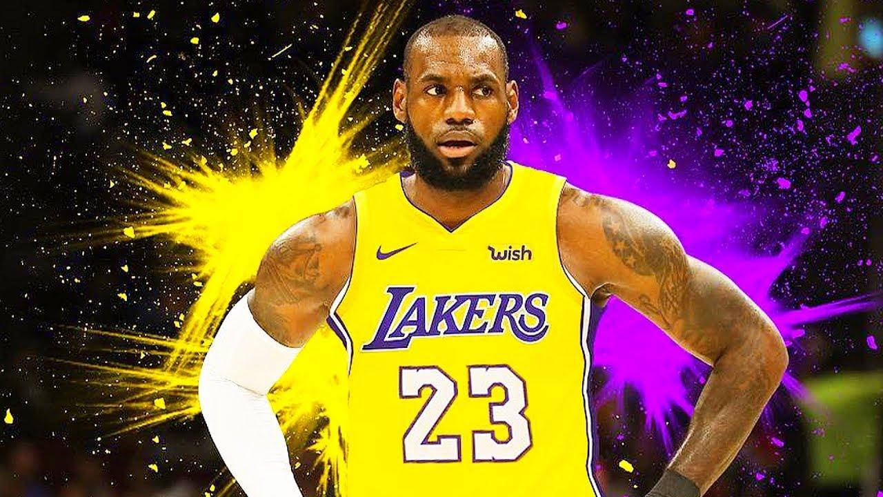 Lebron James Purple And Gold Lakers Wallpaper