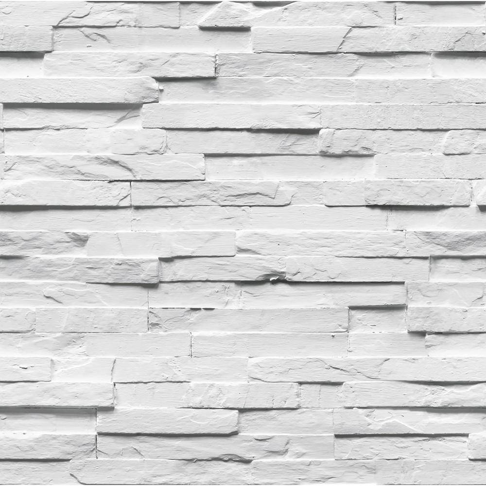 Ledgestone White Pattern Wallpaper
