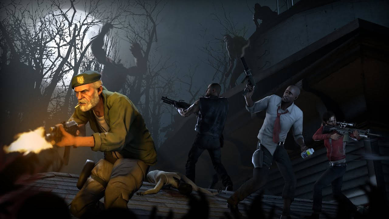 Left 4 Dead Night With Zombies Wallpaper