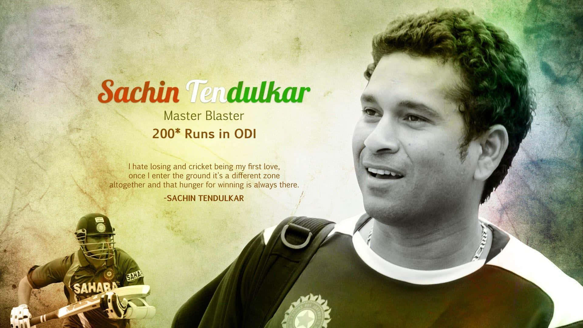 Legendary Cricketer, Sachin Tendulkar In Action Wallpaper