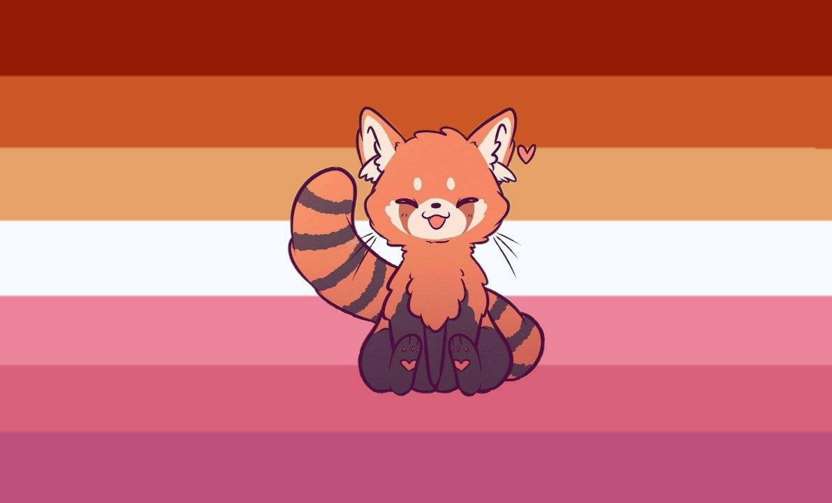 Lesbian Flag Raccoon Wallpaper