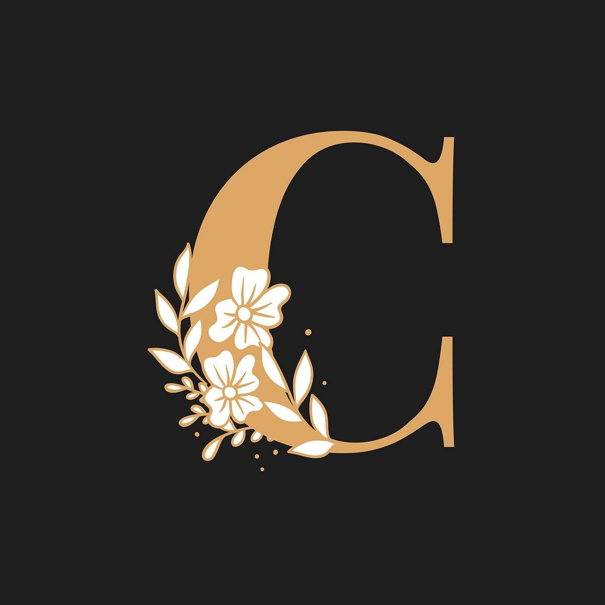 Letter C Gold And Floral Design Wallpaper