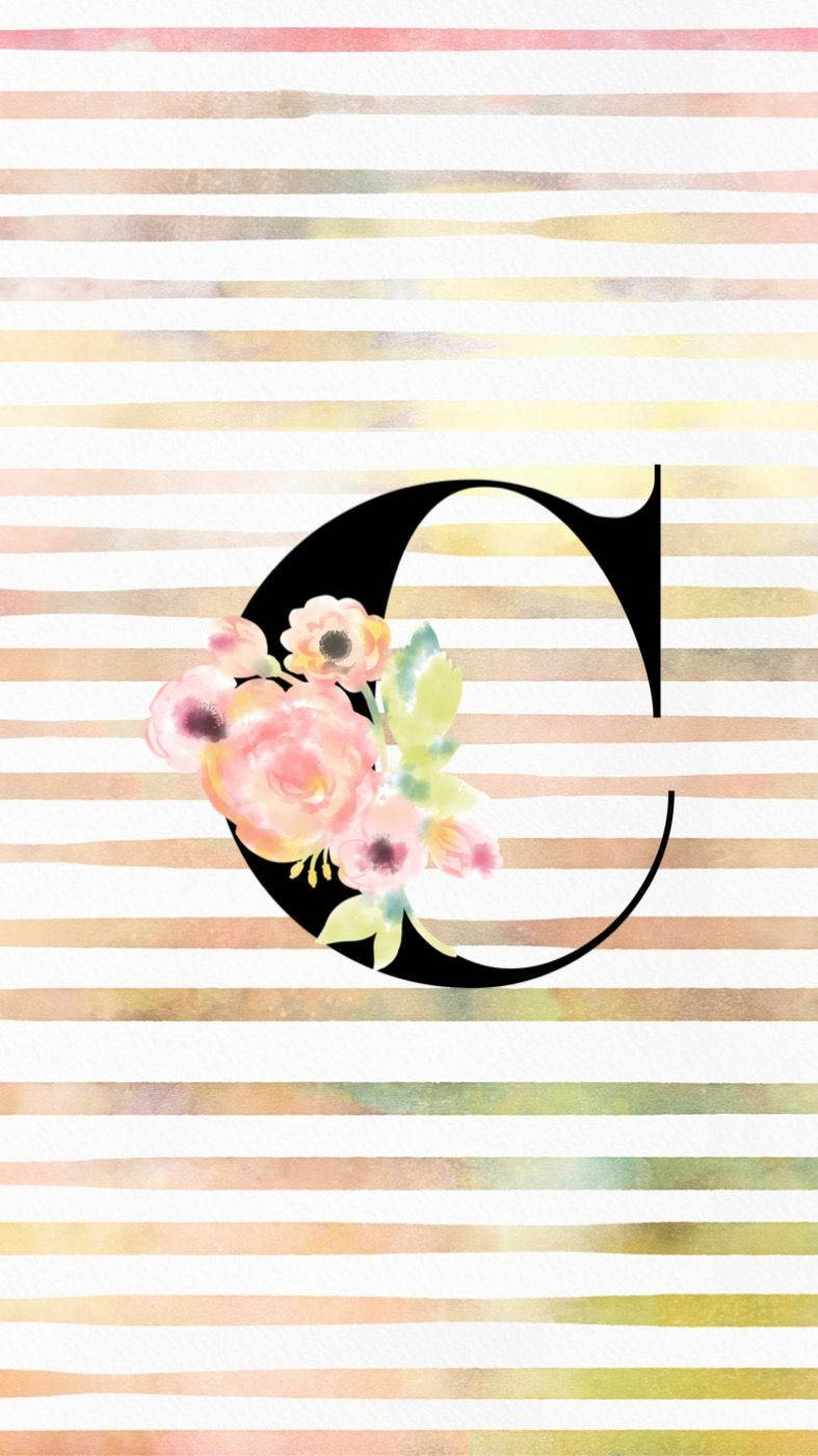 Letter C Painted With Flower Wallpaper