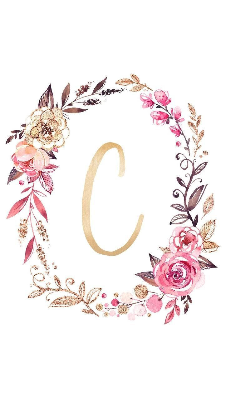 Letter C With Flower Frame Wallpaper