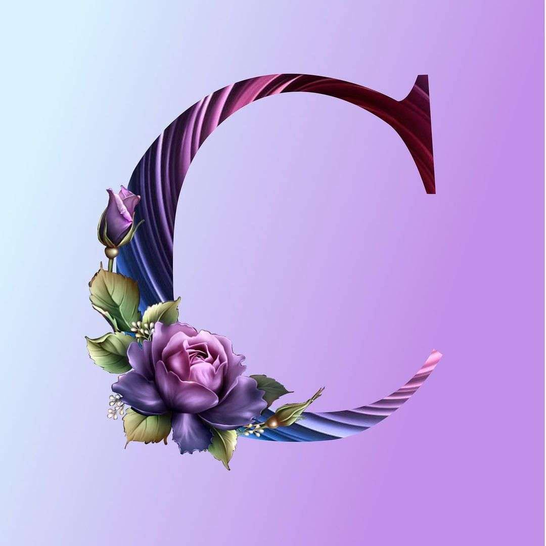 Letter C With Purple Flower Wallpaper