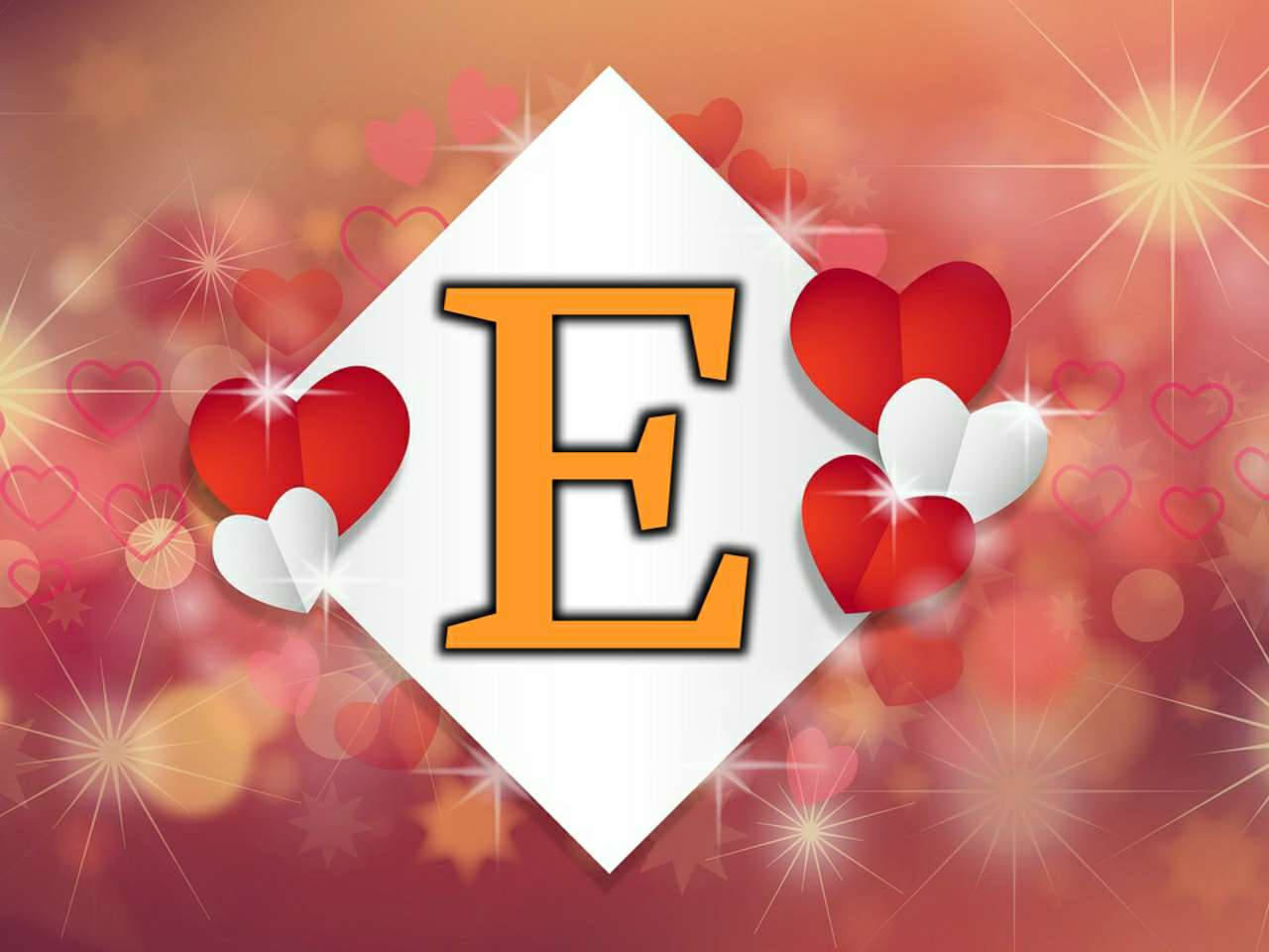 Letter E Hearts Wallpaper