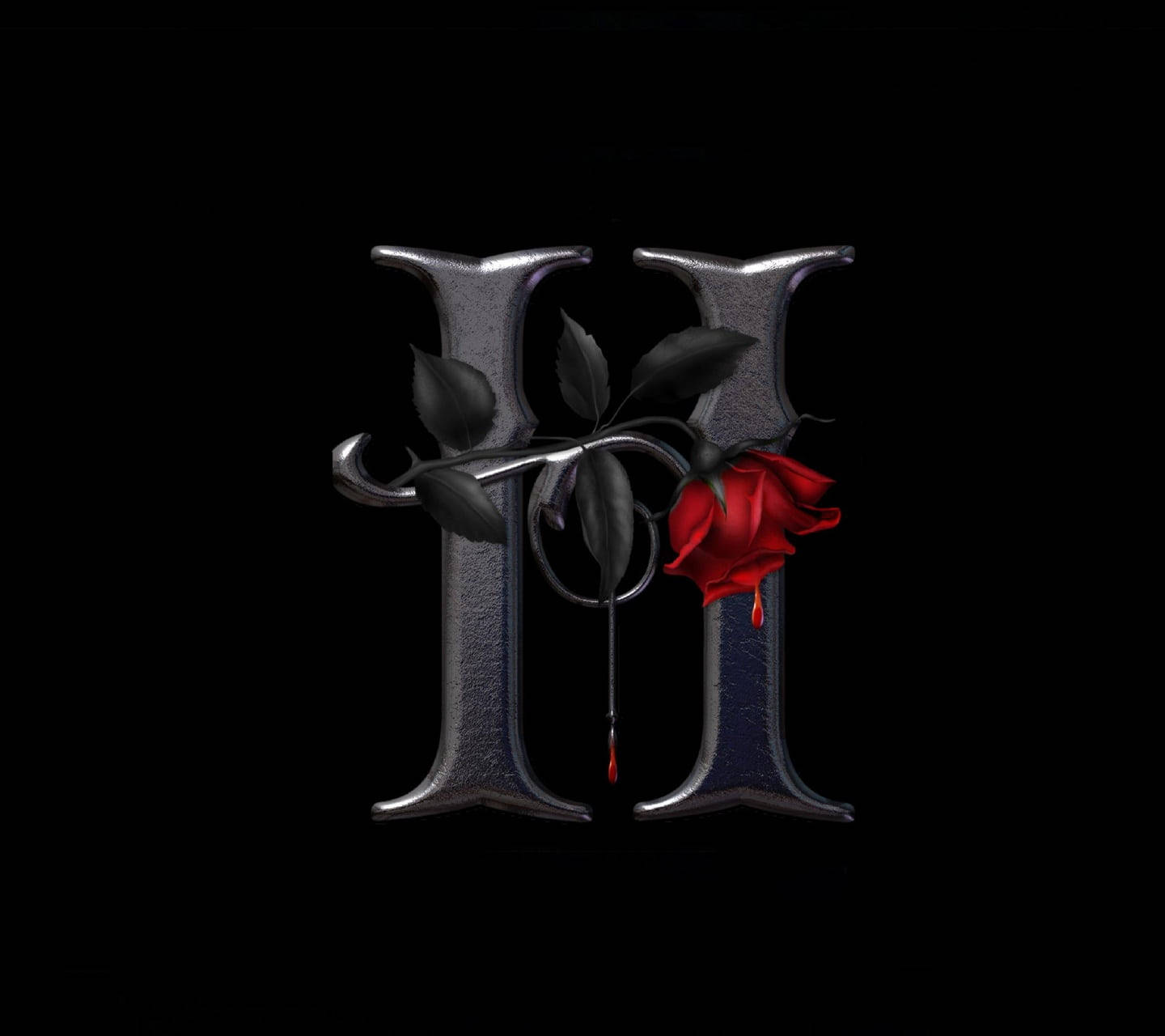 Letter H Gothic Rose Wallpaper