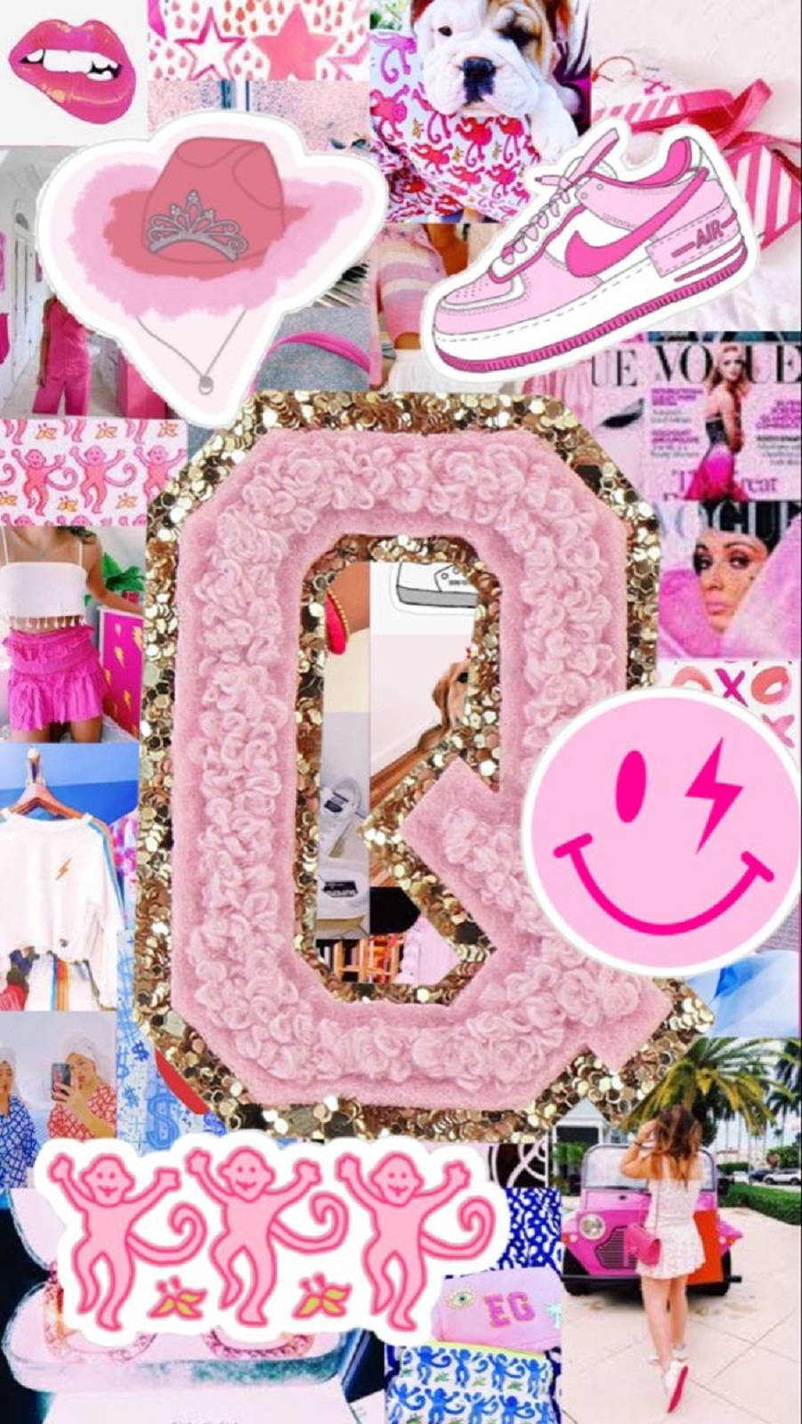Letter Q Pink Poster Wallpaper