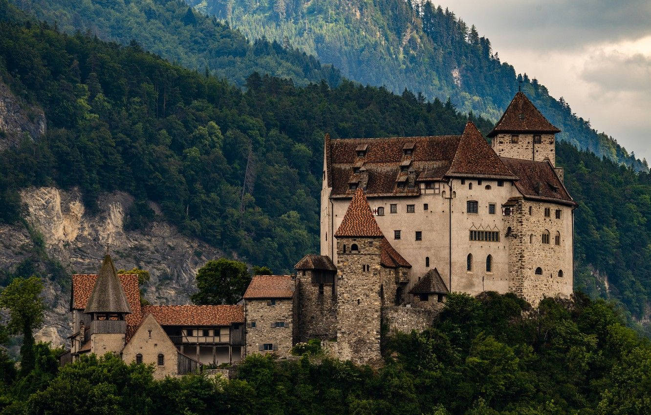 Liechtenstein Gutenberg Castle Among Trees Wallpaper
