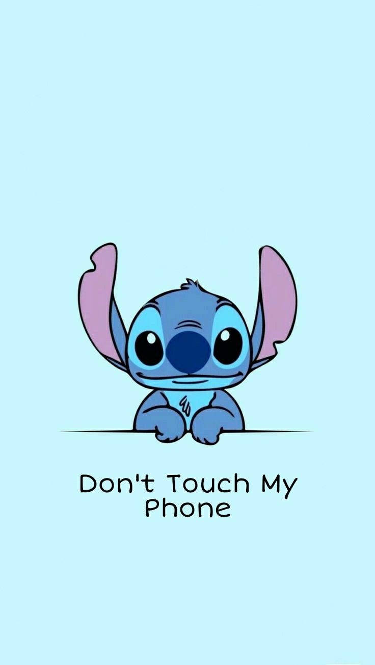 Light Blue Don’t Touch My Phone Stitch Wallpaper