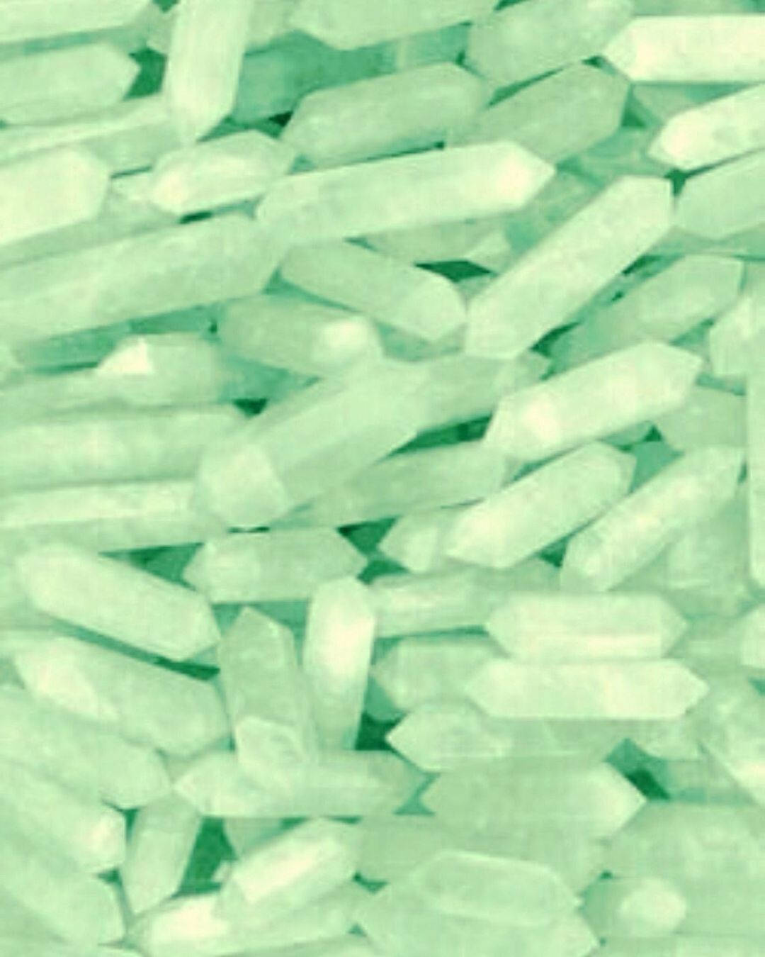 Light Green Aesthetic Crystals Wallpaper