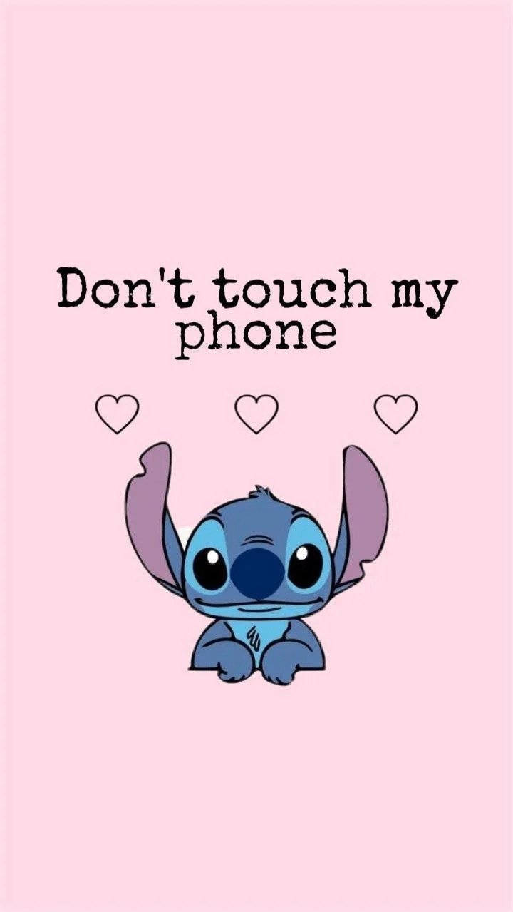 Light Pink Don’t Touch My Phone Stitch Wallpaper