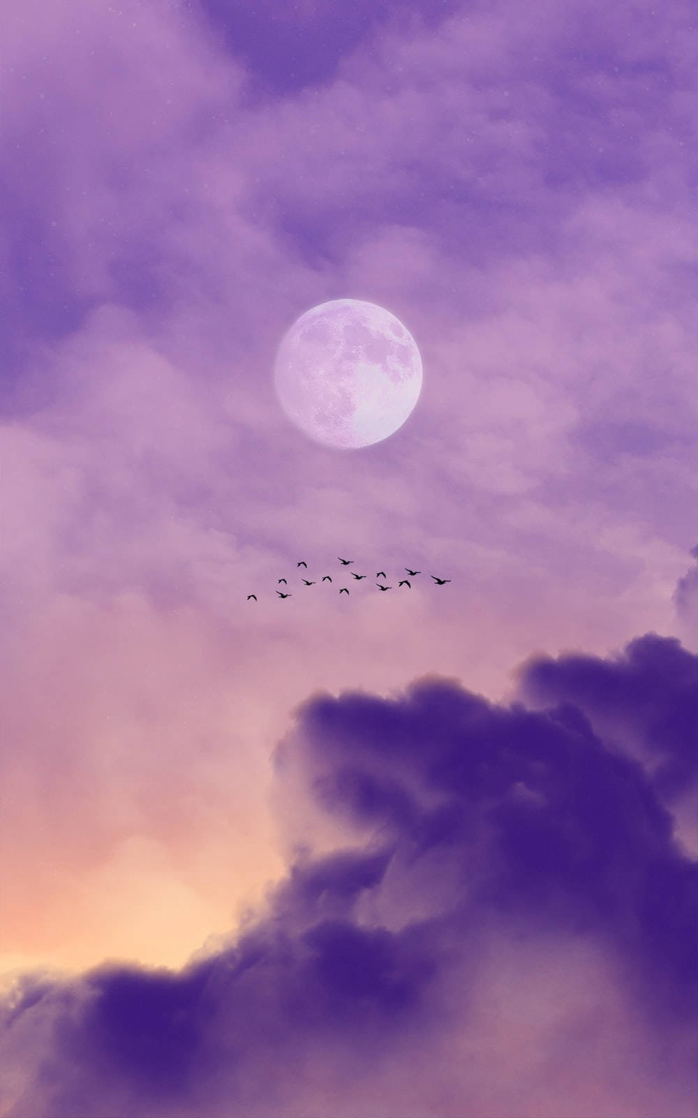 Light Purple Aesthetic Moon And Clouds Wallpaper