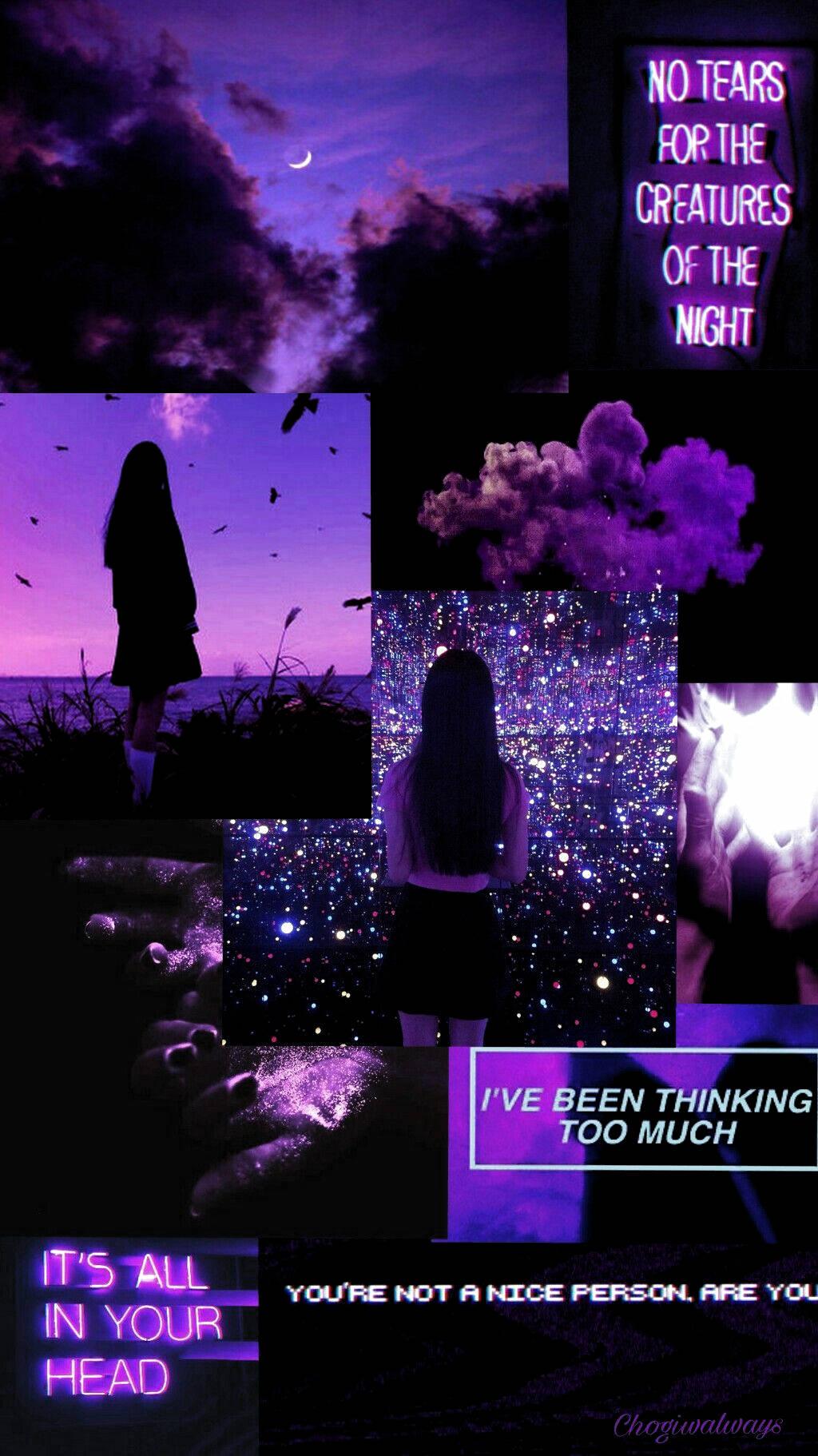 Light Purple Aesthetic Overthinking Collage Wallpaper