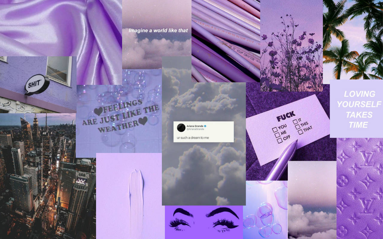 Light Purple Collage Macbook Pro Aesthetic Wallpaper
