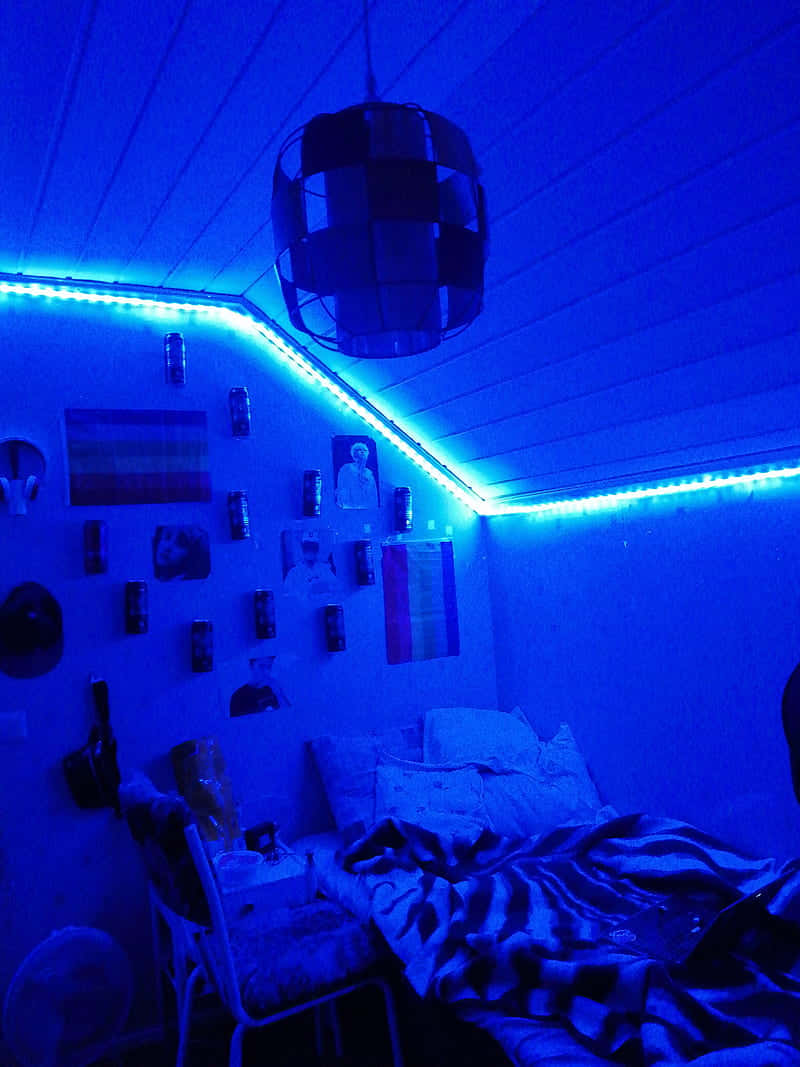 Light Up The Room With Cool Blue Led Glow Wallpaper