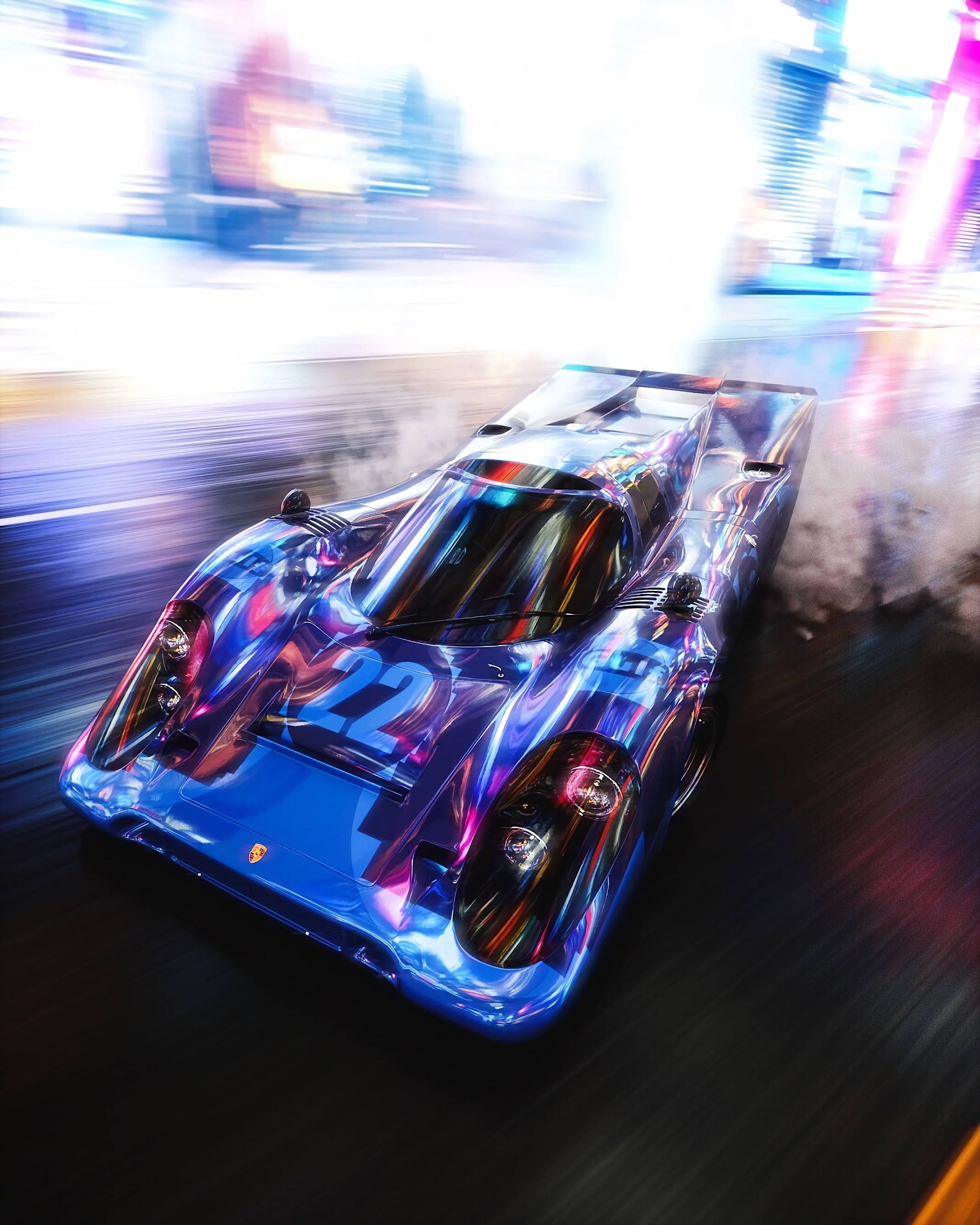Lightning Fast Iphone With Purple Racing Car Wallpaper