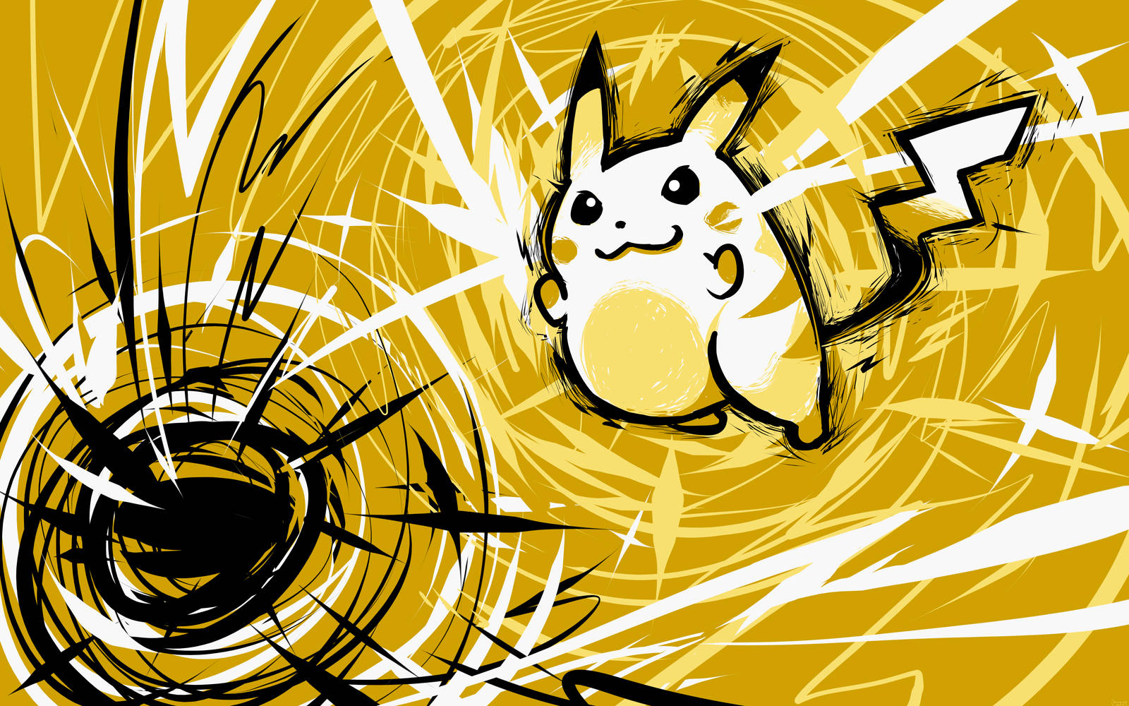 Lightning Streaks And Cute Pikachu Wallpaper