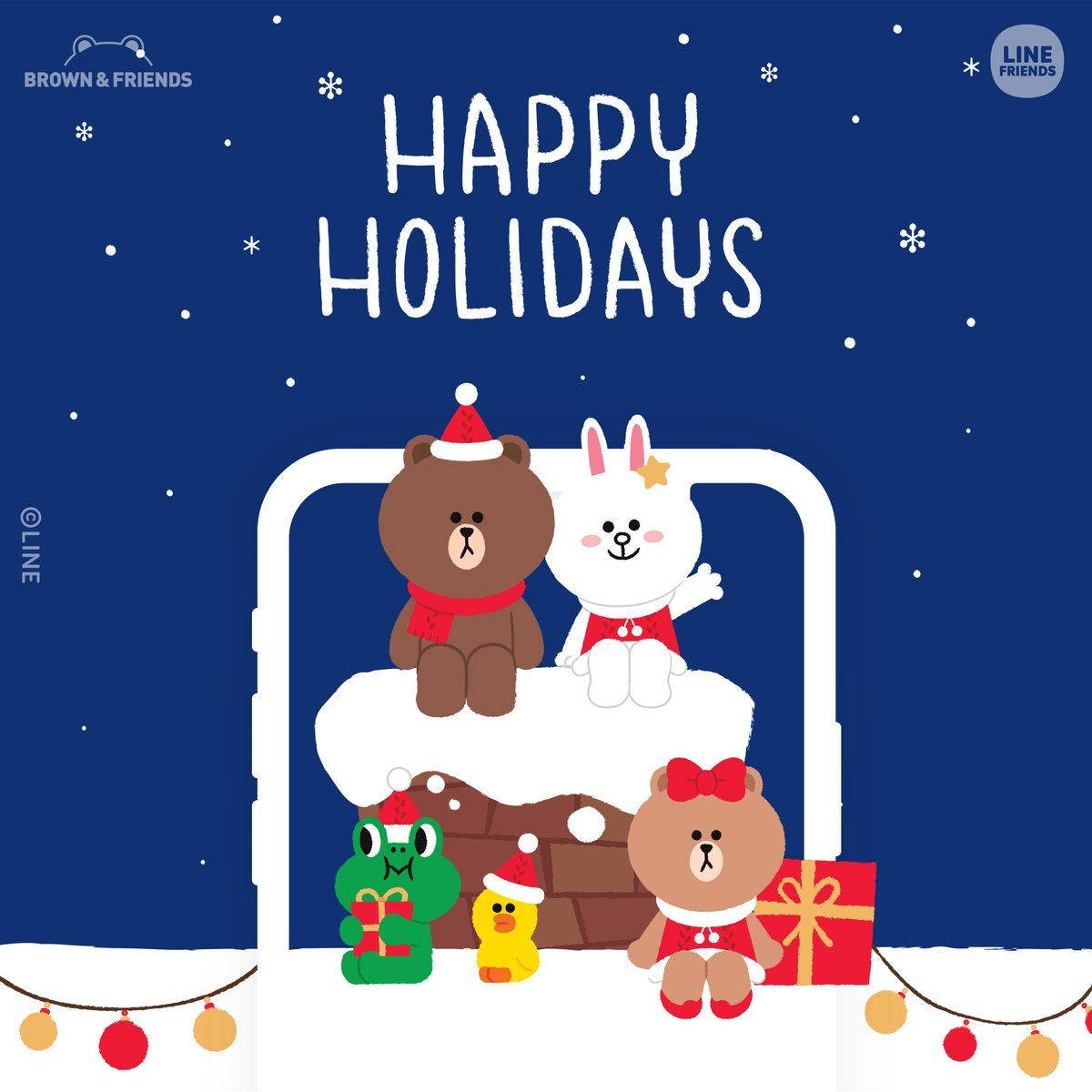 Line Friends Digital Holiday Card Wallpaper