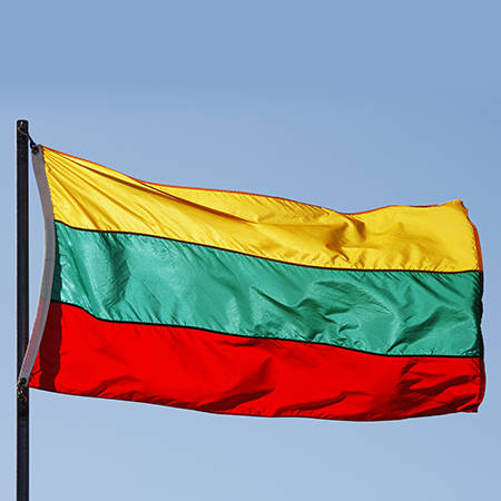 Lithuania Flag Waving On Flagpole Wallpaper