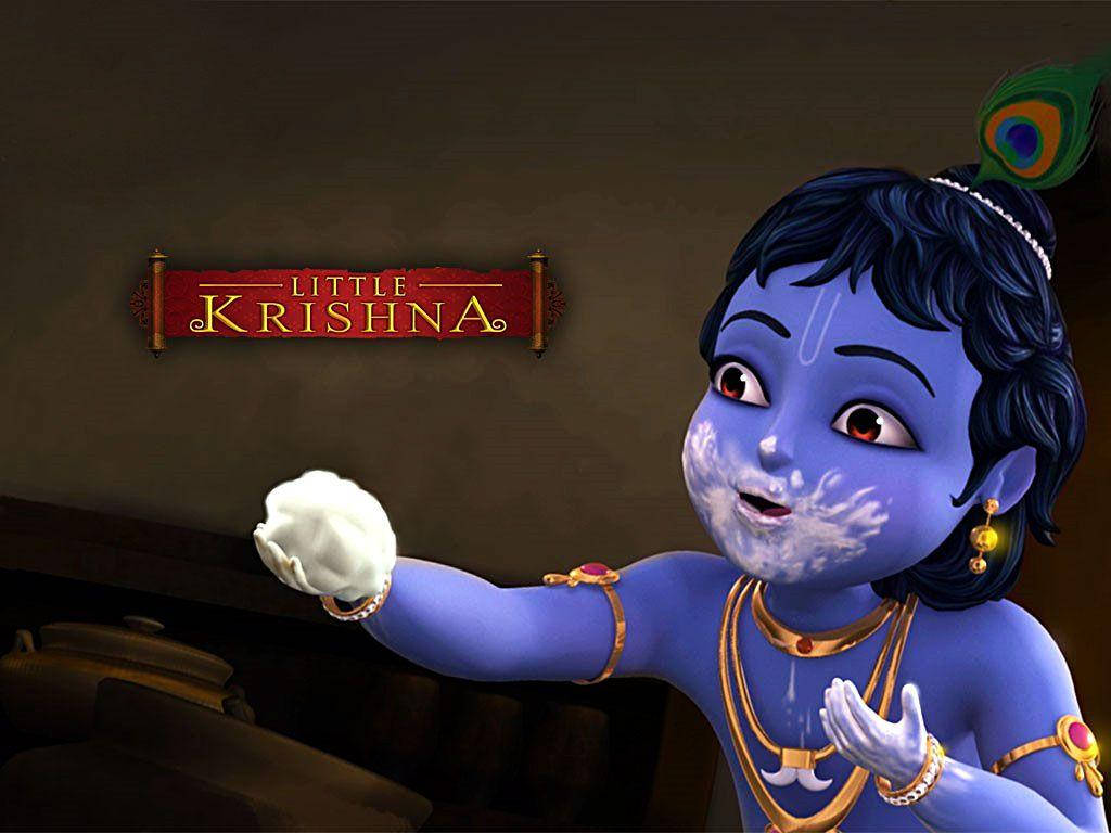 Little Krishna With Cream Wallpaper