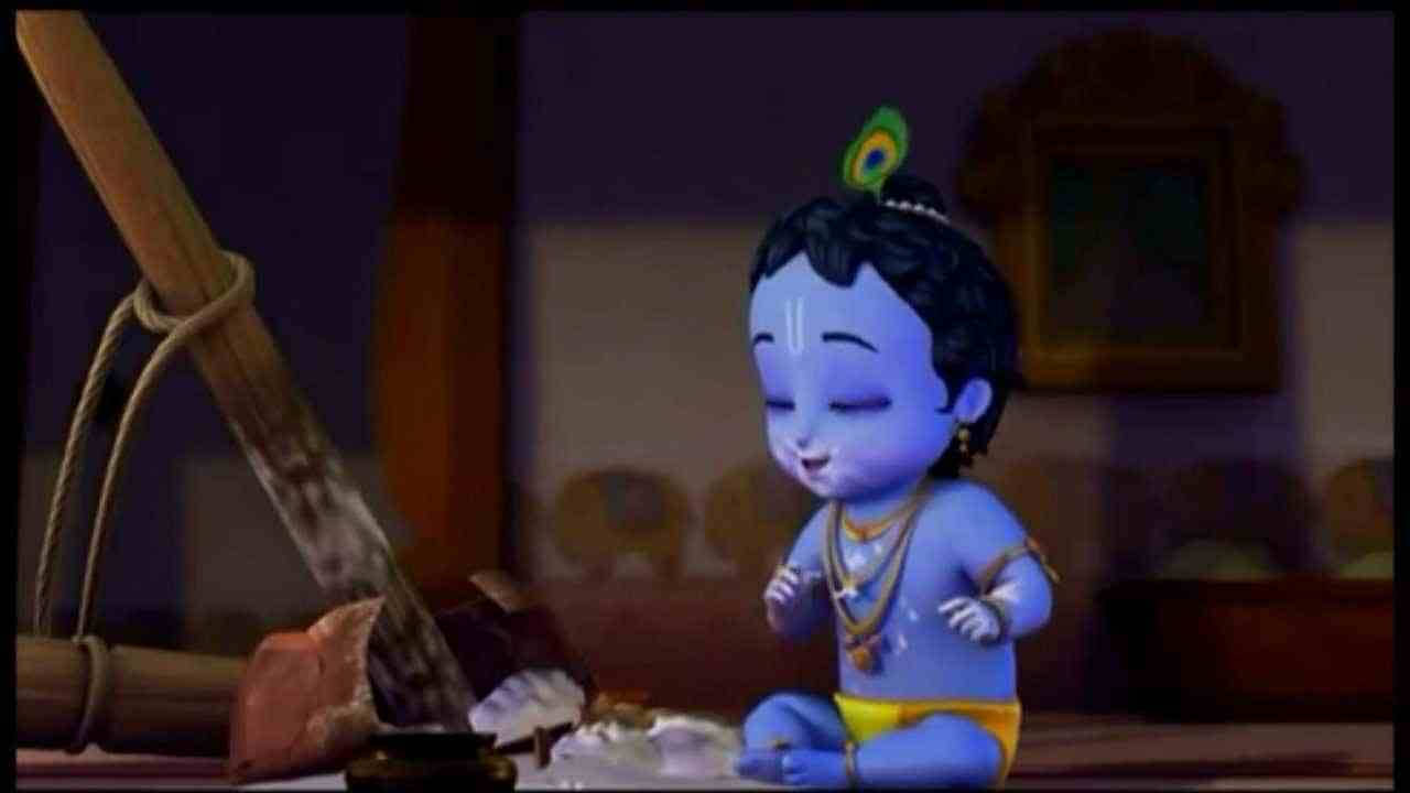 Little Krishna With Milk Jar Wallpaper