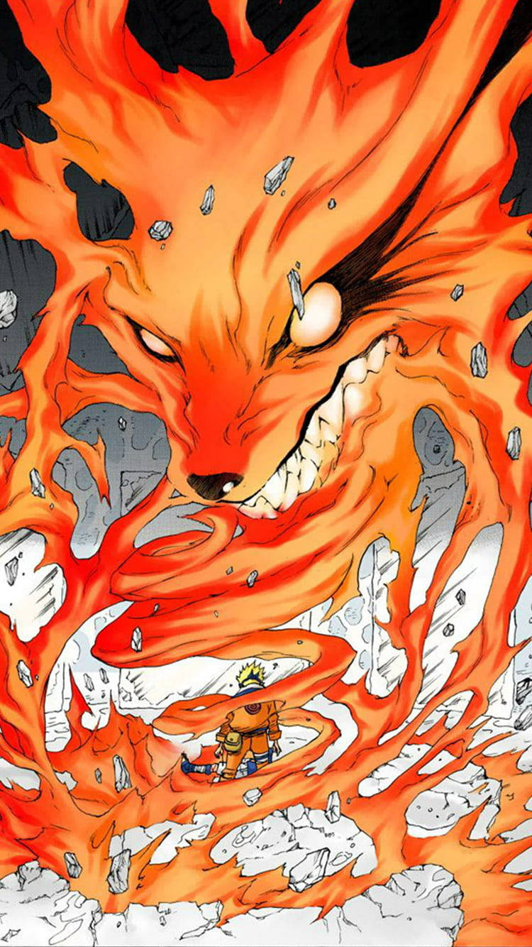 Live Kurama Flames Surrounding Naruto Wallpaper