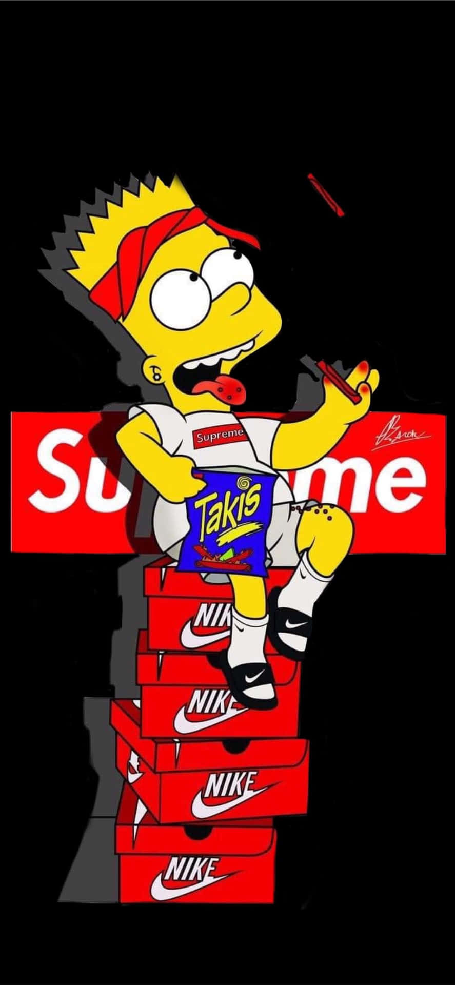 Look Cool And Stylish With The Limited Edition Cool Bart Simpson Supreme! Wallpaper