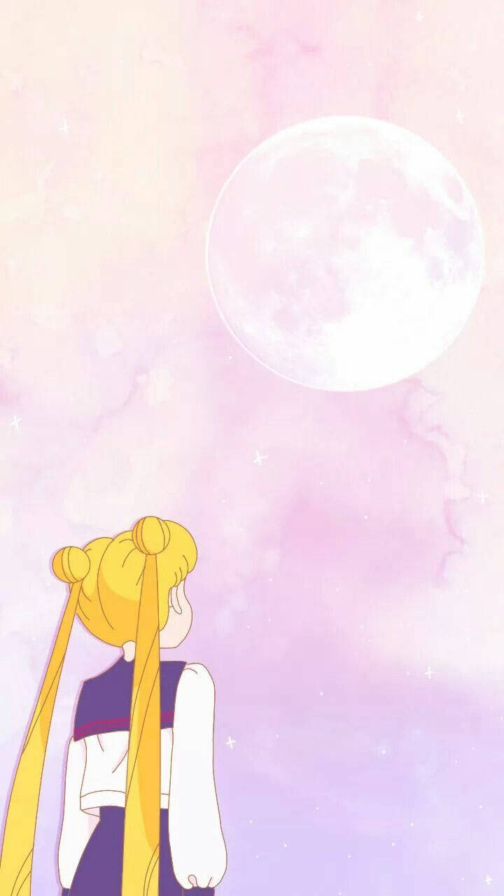 Looking Up At The Moon Sailor Moon Iphone Wallpaper