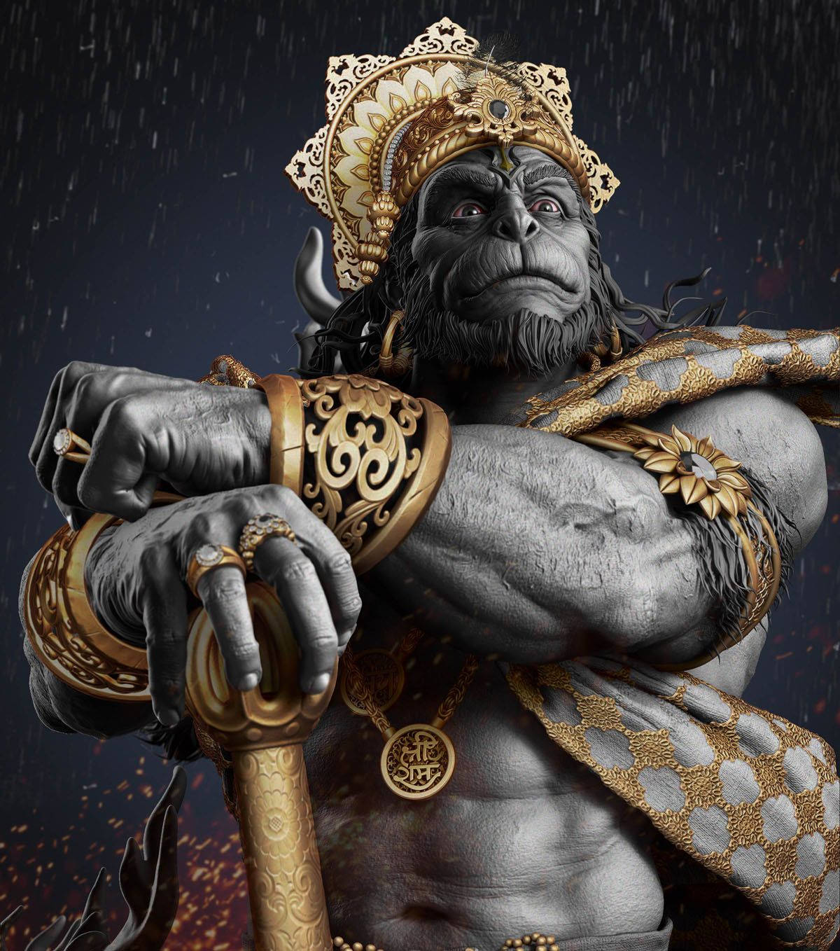 Lord Hanuman 3d Portrait Wallpaper