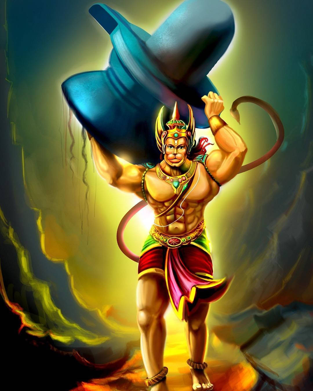 Lord Hanuman Carrying Mountain Wallpaper