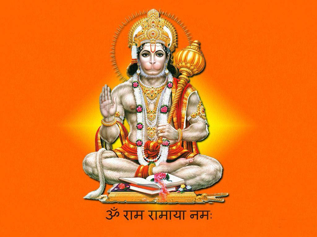 Lord Hanuman On Glowing Orange Background Hd Wallpaper