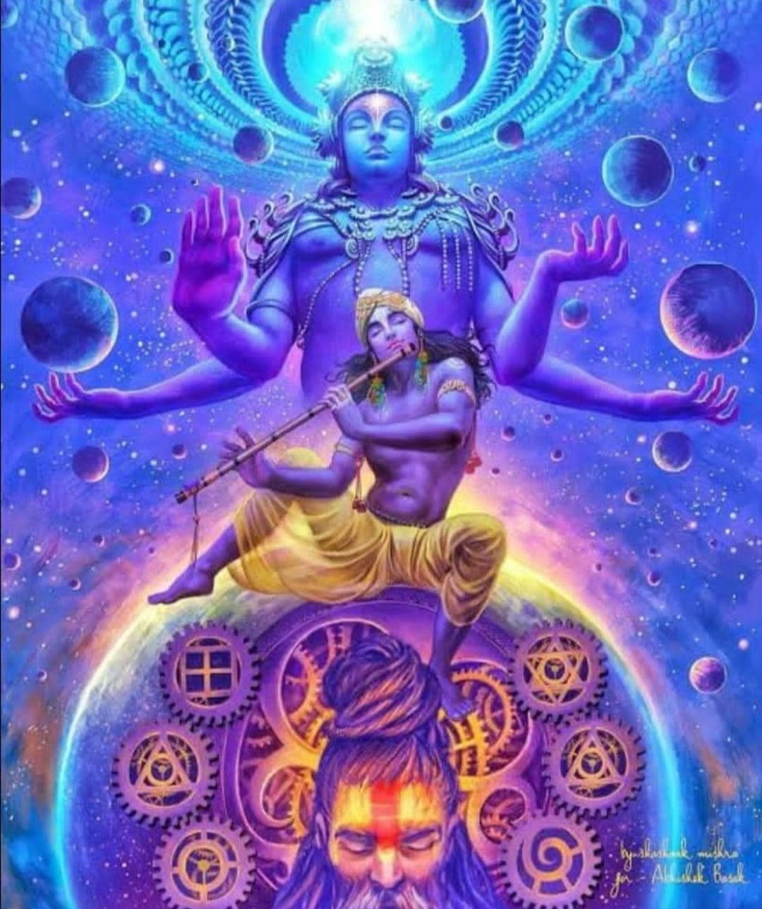 Lord Krishna Ji In Galaxy Wallpaper