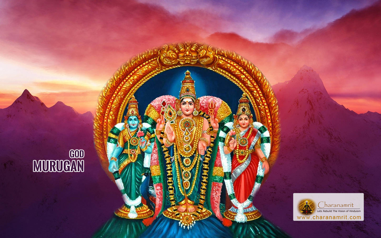 Lord Murugan With His Two Wives Wallpaper