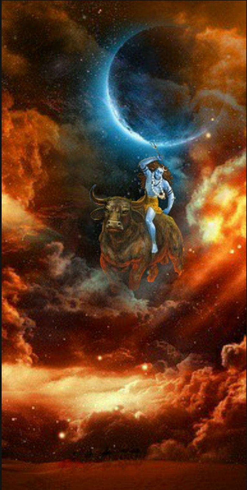 Lord Shiva Angry Brown Sky Nandi Wallpaper
