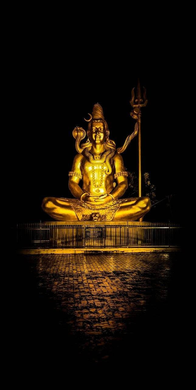 Lord Shiva Angry Gold Statue Wallpaper