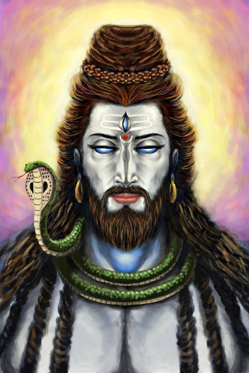 Lord Shiva Angry With Green Snake Wallpaper