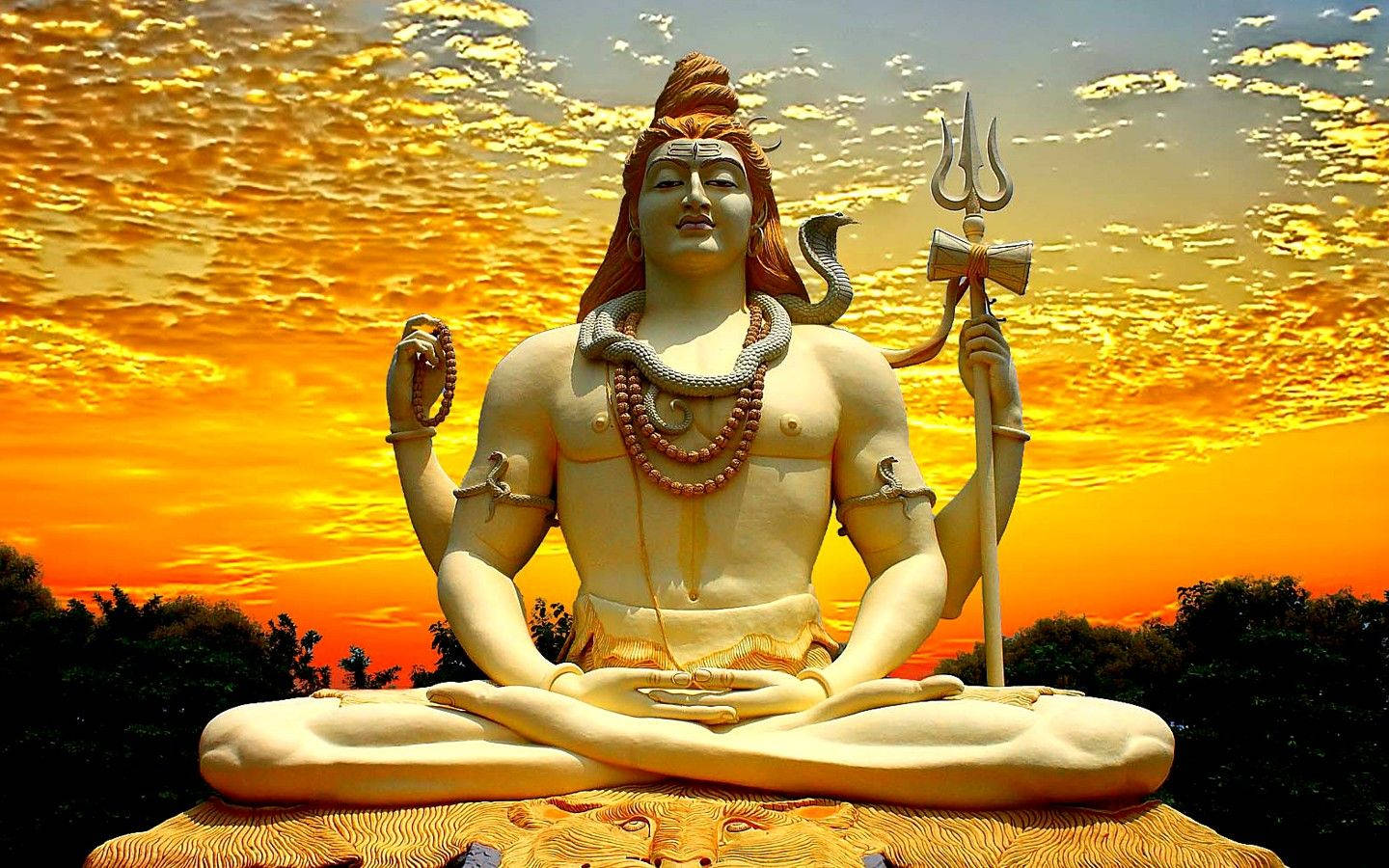 Lord Shiva Orange Skies Wallpaper