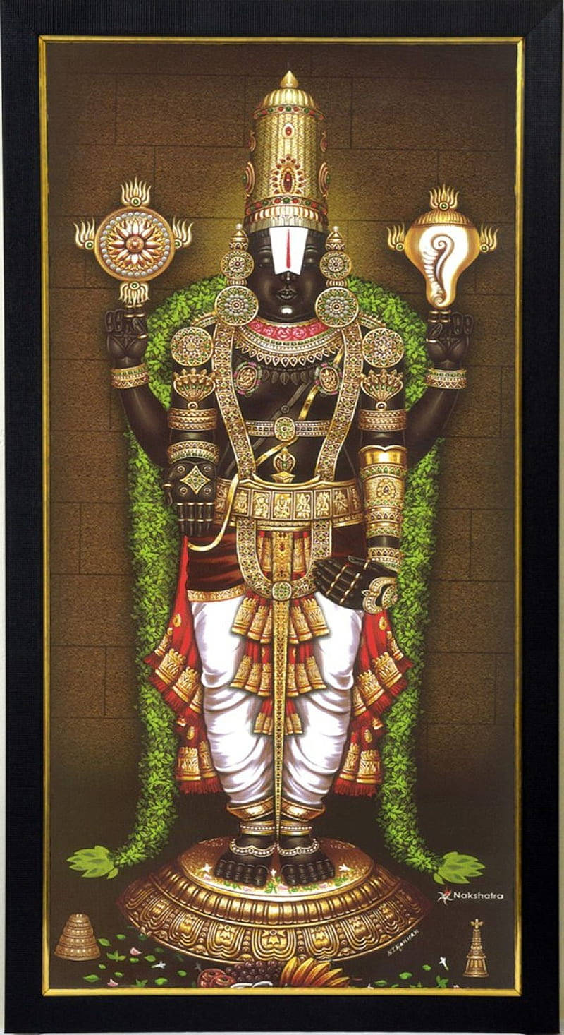 Lord Venkateswara 4k With Disc And Conch Wallpaper